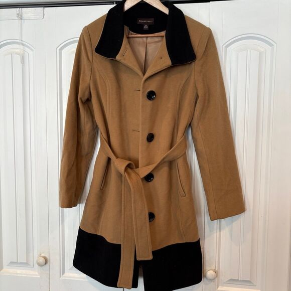 Dana‎ Buchman Tan Cashmere/Wool Blend Pea Coat Size Medium - Picture 1 of 9